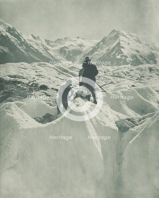 On the Hochstetter Glacier, 1920s. Creator: Harry Moult.