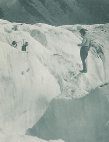 On the Hockstetter ice, Tasman Valley. From the album: Record Pictures of New Zealand, 1920s. Creator: Harry Moult
