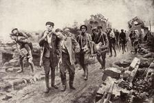On the Homeward Journey: Conveying Wounded from Collecting Posts to Dressing Stations 1917. Creator: Unknown