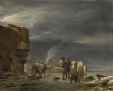 On the Ice near a Town, 1647. Creator: Nicolaes Berchem