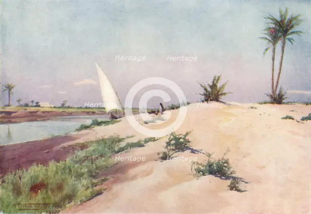 'On the Ismailia Canal, near Tel-El-Kebir', c1880, (1904). Artist: Robert George Talbot Kelly.