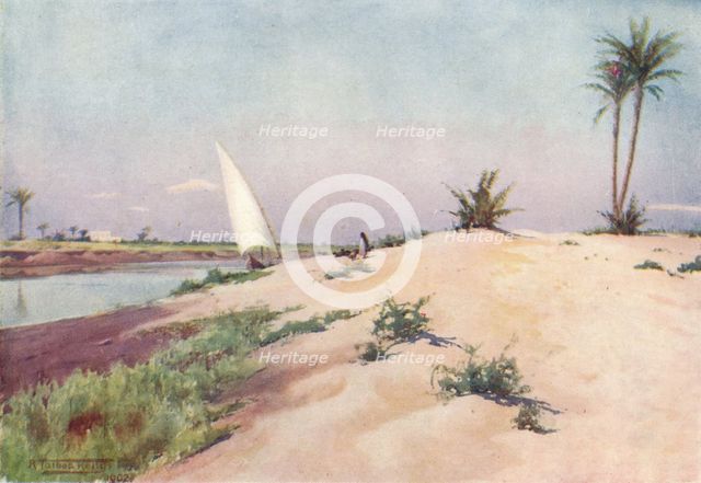 'On the Ismailia Canal, near Tel-El-Kebir', c1880, (1904). Artist: Robert George Talbot Kelly.