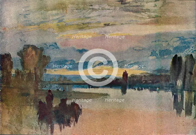 'On the Lake at Petworth - Evening', 1909. Artist: JMW Turner.