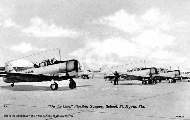 'On the Line', Flexible Gunnery School, Fort Myers, Florida, USA, 1943. Artist: Southeast Army Air Forces Training Center