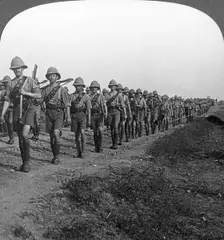 On the long march through torrid heat to Baghdad World War I, c1914-c1917. Artist: Realistic Travels Publishers