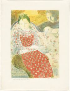 On the Pale Silver Sofa, plate ten from Love, 1898, published 1899. Creator: Maurice Denis