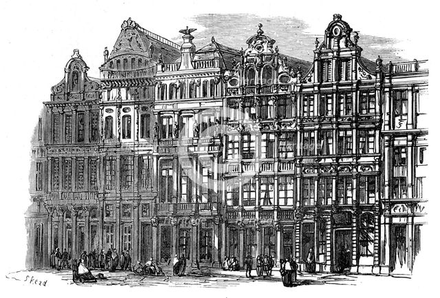 On the Place de l'Hotel de Ville, Brussels, 1872. Creator: Unknown.
