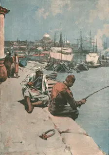 '"On The Quay, Constantinople -- An Eastern Izaac Walton", after Frank Brangwyn 1891. Creator: Frank Brangwyn