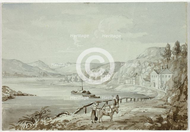 On the Rhine (recto), and Mother and Child (verso), 1841. Creator: Elizabeth Murray.