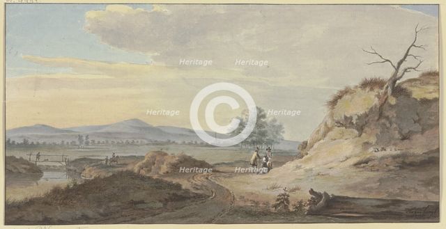 On the right, a sandy slope with a withered tree, at whose base two women and two men... Creator: Gerrit Toorenburgh.