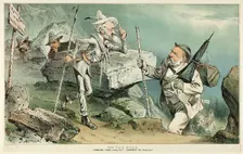 On the Road, from Puck, 1881. Creator: Joseph Keppler