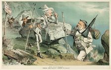 On the Road, from Puck, 1881. Creator: Joseph Keppler