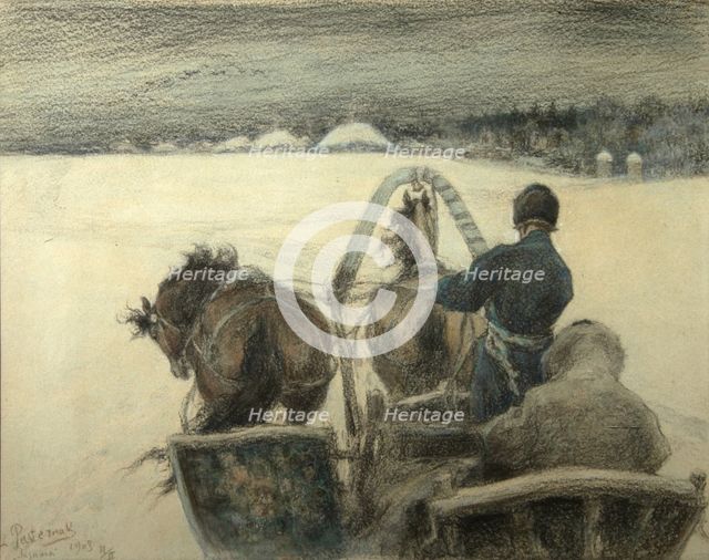 On the Road to Yasnaya Polyana, 1903. Artist: Pasternak, Leonid Osipovich (1862-1945)
