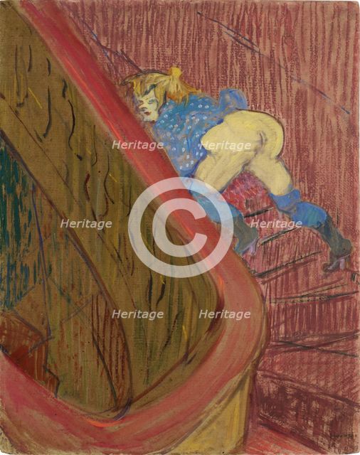 On the staircase of Rue des Moulins, 1893. Creator: Henri de Toulouse-Lautrec.