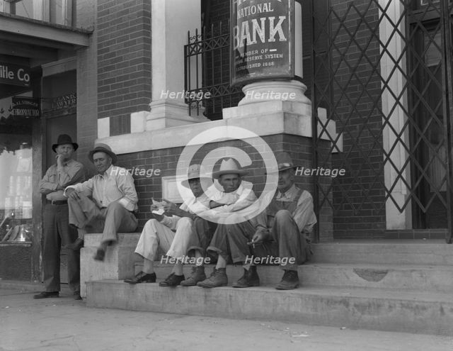 On the steps of the bank in the public square, Memphis, Texas, 1937. Creator: Dorothea Lange.