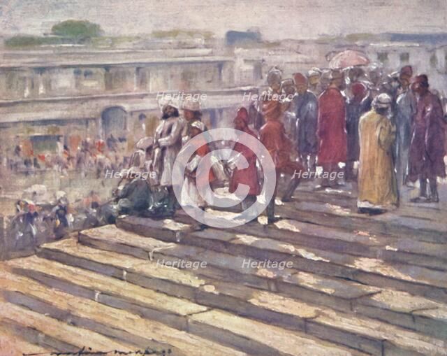 'On the Steps of the Jumma Masjid', 1903. Artist: Mortimer L Menpes.