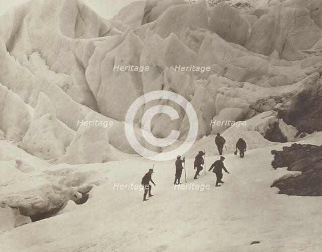 On the Stocking Glacier, Mt Cook district. From the album: Record Pictures of New Zealand, 1920s. Creator: Harry Moult.