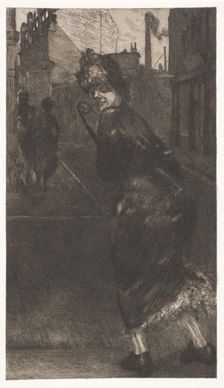 On the Street, plate nine from A Life, 1884. Creator: Max Klinger