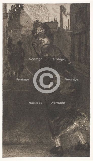 On the Street, plate nine from A Life, 1884. Creator: Max Klinger.