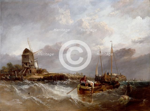 On the Scheldt near Leiskenshoeck: a Squally Day, 1837. Creator: Clarkson Stanfield.