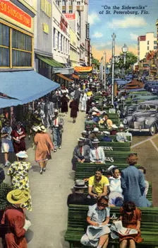 On the Sidewalks of St Petersburg, Florida, USA, 1940