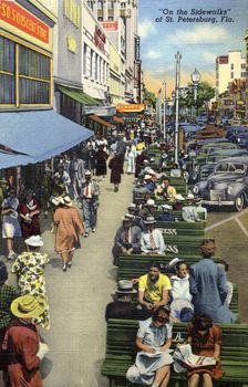 On the Sidewalks of St Petersburg, Florida, USA, 1940