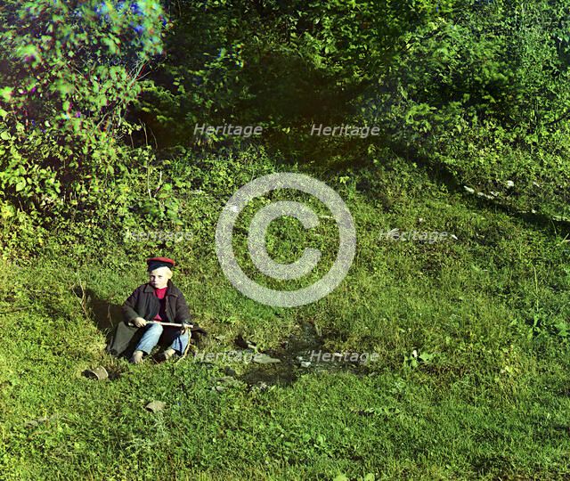 On the Sim River; Shepherd boy, 1910. Creator: Sergey Mikhaylovich Prokudin-Gorsky.