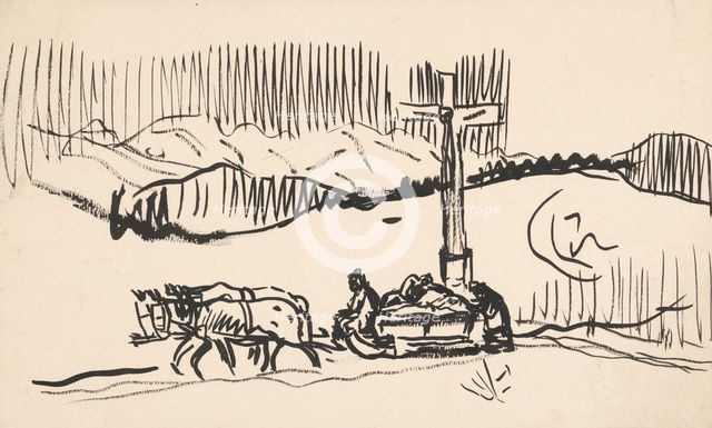On the sledge, 1925-1935. Creator: Arnold Peter Weisz-Kubincan.