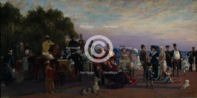 On the spit of Island (Strelka), 1870s. Artist: Savitsky, Konstantin Apollonovich (1844-1905)