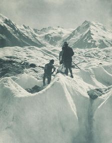 On the Tasman Glacier, Mt Cook district. From the album: Record Pictures of New Zealand, 1920s. Creator: Harry Moult