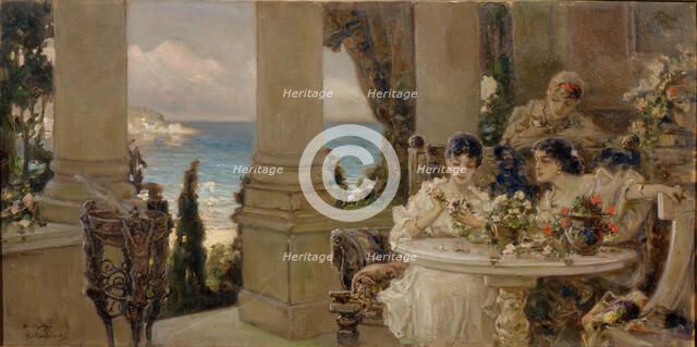 On the terrace. Artist: Kotarbinsky, Vasilii (Wilhelm) Alexandrovich (1849-1921)
