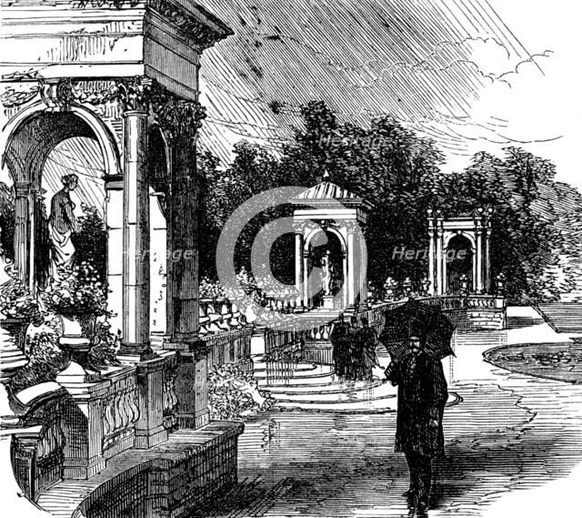 On the terrace at Trentham, 1873. Creator: Unknown.