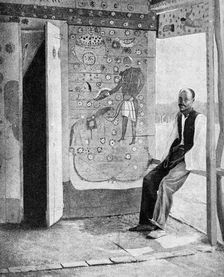 On the threshold of a voodoo temple, Haiti, 1922