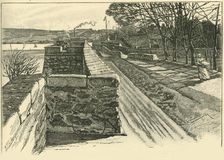 On the Walls of Berwick, Looking Across the Tweed 1898. Creator: Unknown