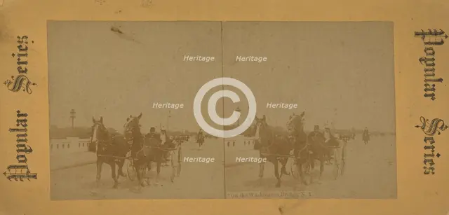 On the Washington Bridge, N.Y. [Horse carriage crossing the bridge], c1850-1930. Creator: Unknown.