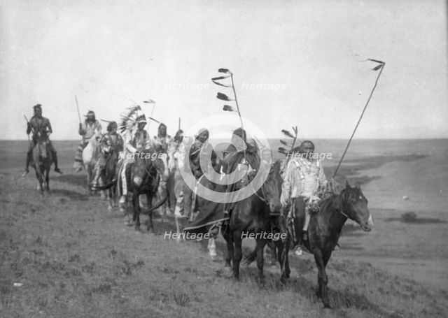 On the war path-Atsina, c1908. Creator: Edward Sheriff Curtis.