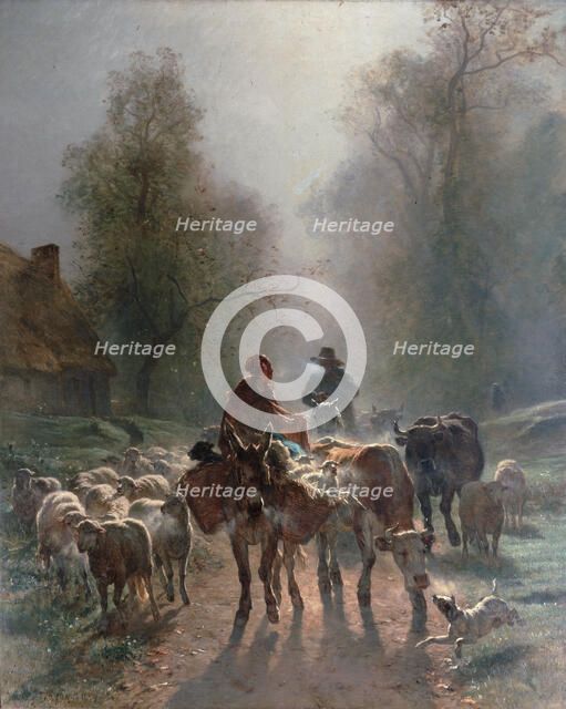On the Way to the Market', 1859.  Creator: Troyon, Constant (1810-1865).