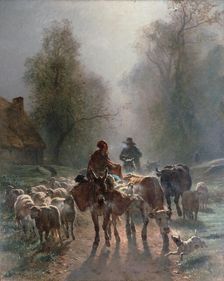 On the Way to the Market 1859. Creator: Troyon, Constant (1810-1865)