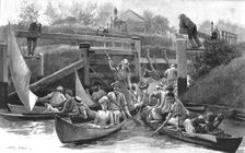 'On the way to Henley - A scene at Cookham Lock 1890. Creators: Unknown, Arthur Hopkins