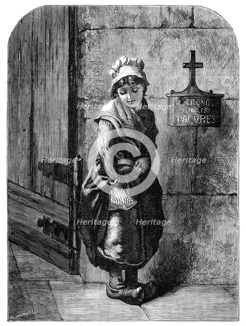 "On Thoughts of Charity Intent", by Miss E. Brownlow - from the Female Artists' Exhibition, 1864.  Creator: W Thomas.