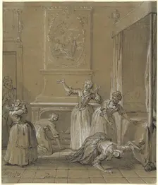 On trouve le corps mort de l'hote que l'on avait cache, 1727. Creator: Jean-Baptiste Oudry