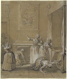 On trouve le corps mort de l'hote que l'on avait cache, 1727. Creator: Jean-Baptiste Oudry