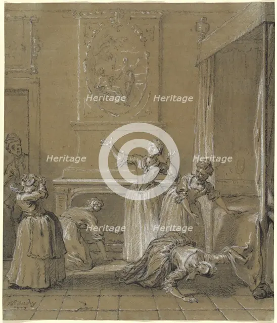 On trouve le corps mort de l'hote que l'on avait cache, 1727. Creator: Jean-Baptiste Oudry.