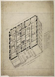 Ontario Apartment Building, Chicago, Illinois, Isometric, c. 1880/81. Creator: Treat & Foltz