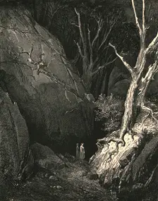 Onward he moved, I close his steps pursued c1890. Creator: Gustave Doré