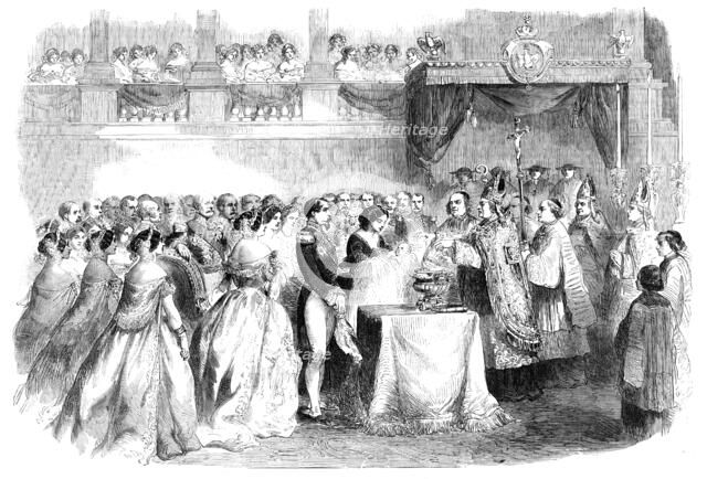 Ondoiement of the Infant Prince, in the Chapel of the Tuileries, 1856.  Creator: Unknown.