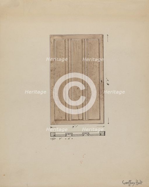 One of Original Inside Doors to Sacristy, c. 1936. Creator: Geoffrey Holt.