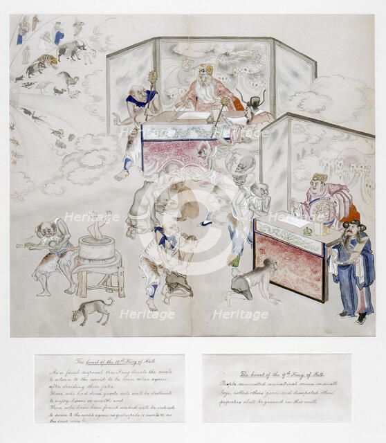One of a set of paintings of the Ten Courts of Hell, Qing dynasty, China, c1800-1849. Artist: Unknown