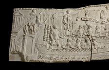 One of a set of reliefs from Trajan’s column (A150-151), Rome, 113. Trajan and fleet leaving Ancona