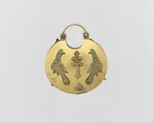One of a Pair of Temple Pendants, with Two Birds Flanking..., Kievan Rus 11th-12th century. Creator: Unknown